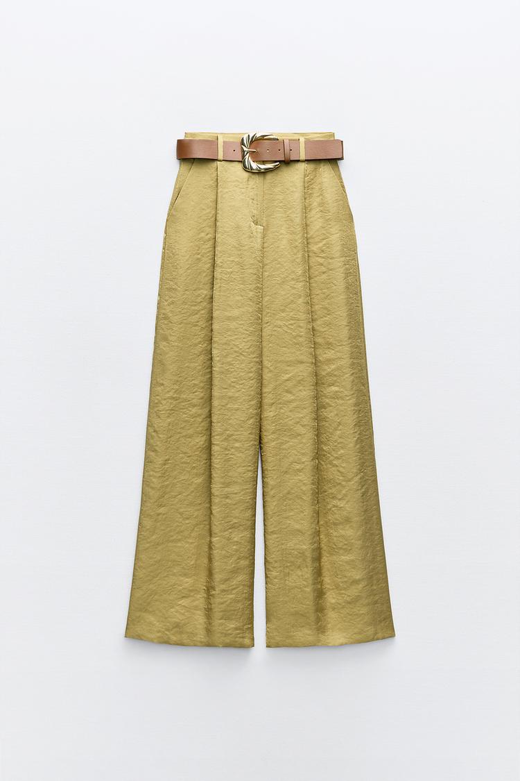 PANTALON SATINÉ SABLE SANS CEINTURE