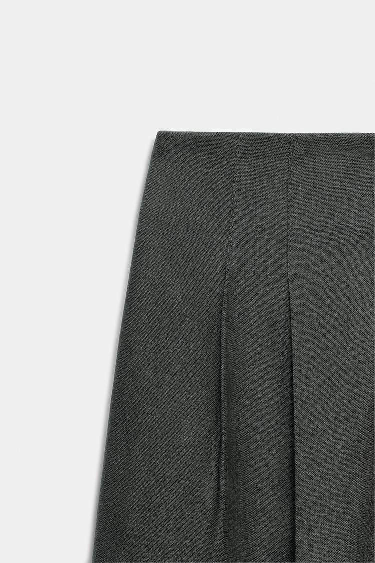 LINEN BLEND PLEATED TROUSERS