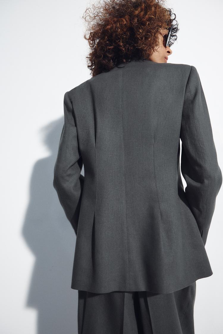 LINEN BLEND PLEATED TROUSERS