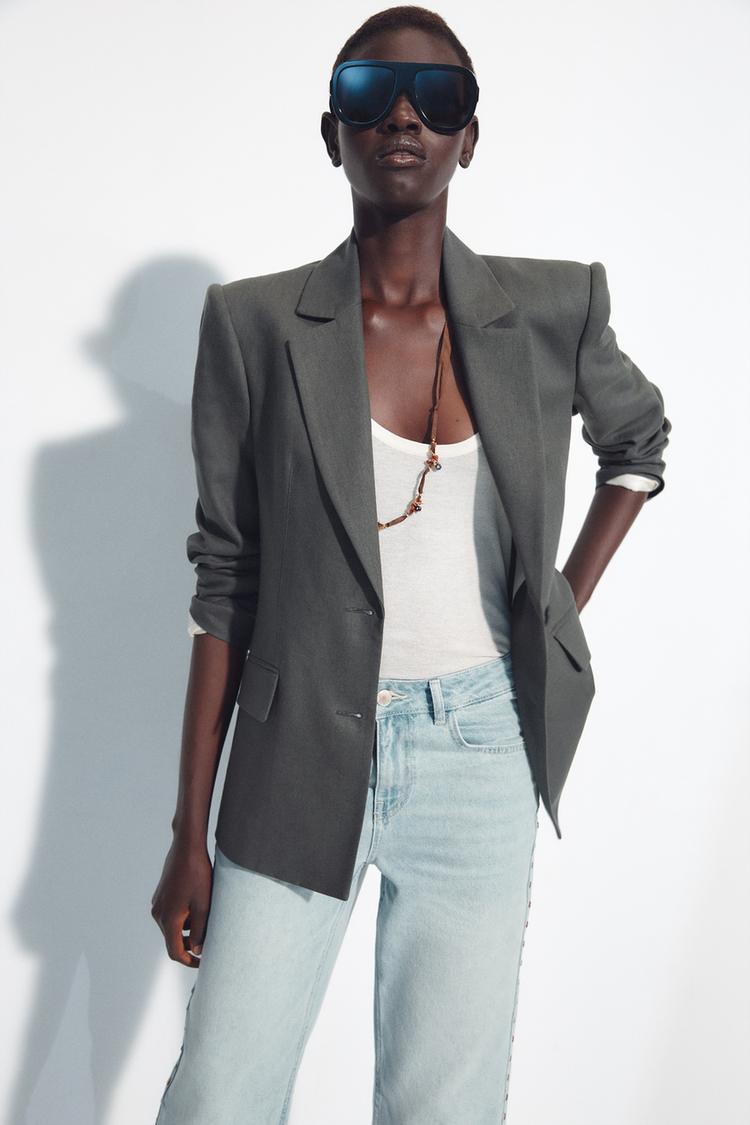 LINEN BLEND FITTED BLAZER