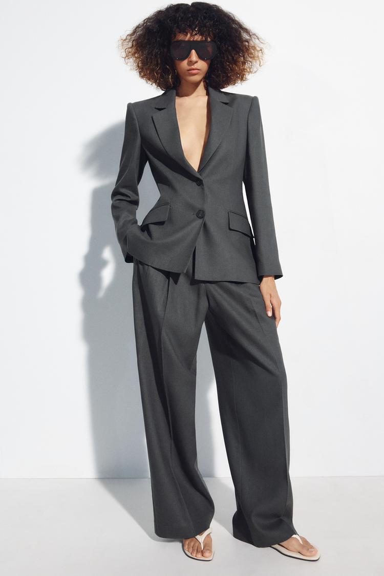 LINEN BLEND PLEATED TROUSERS