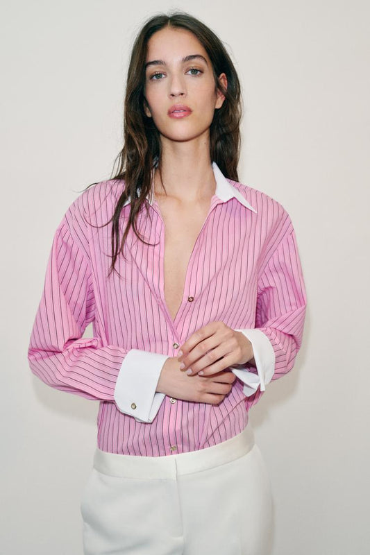 CHEMISE EN POPELINE À RAYURES