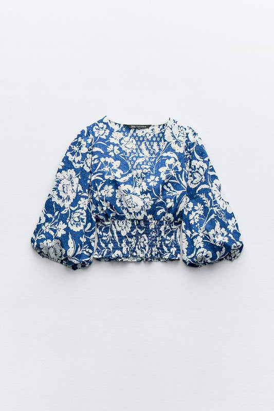 HAUT À IMPRIMÉ BRODÉ AJOURÉ