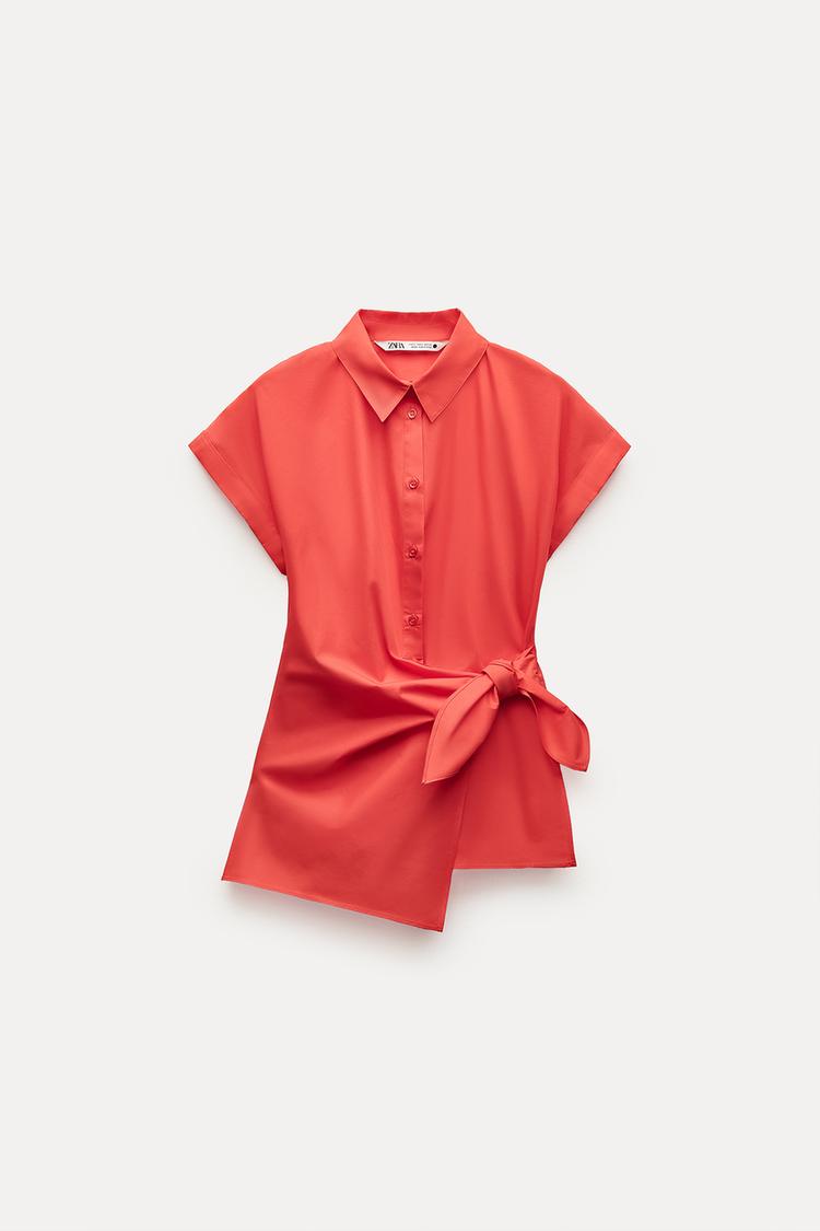 Chemise En Popeline Avec Noeud Collection ZW Rouge