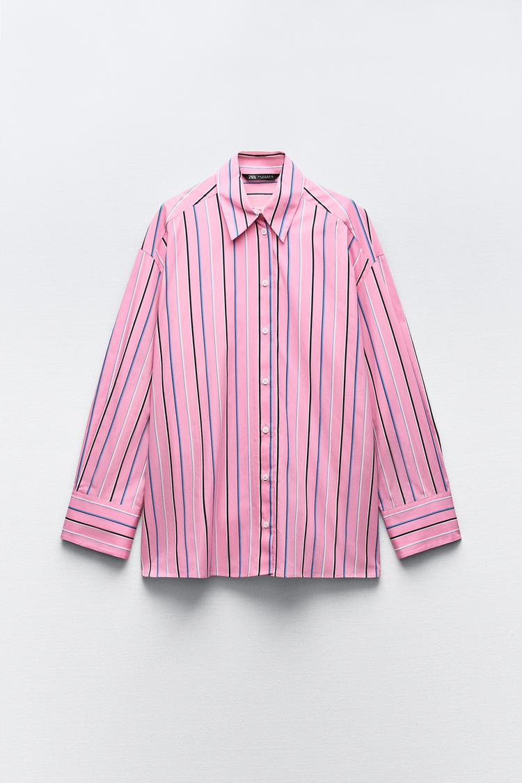 Chemise Oversize À Rayures Rose / Blanc