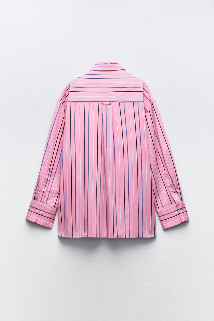 Chemise Oversize À Rayures Rose / Blanc