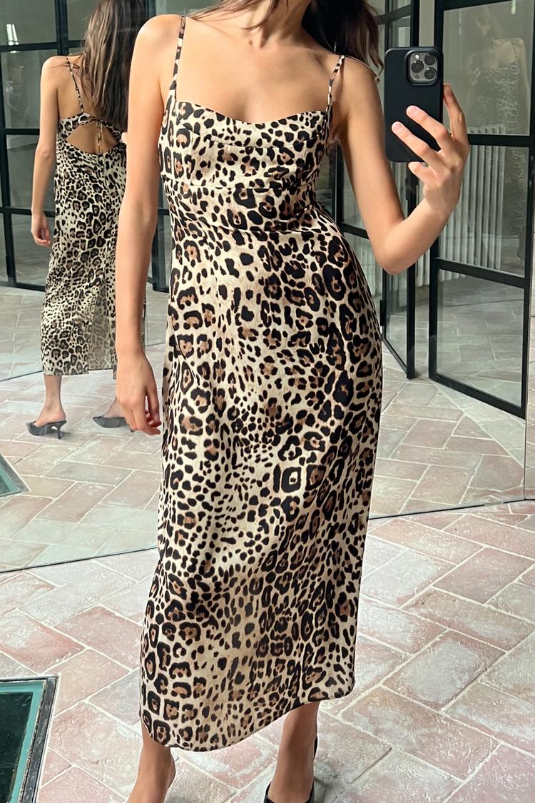 Robe Mi-longue À Imprimé Animalier