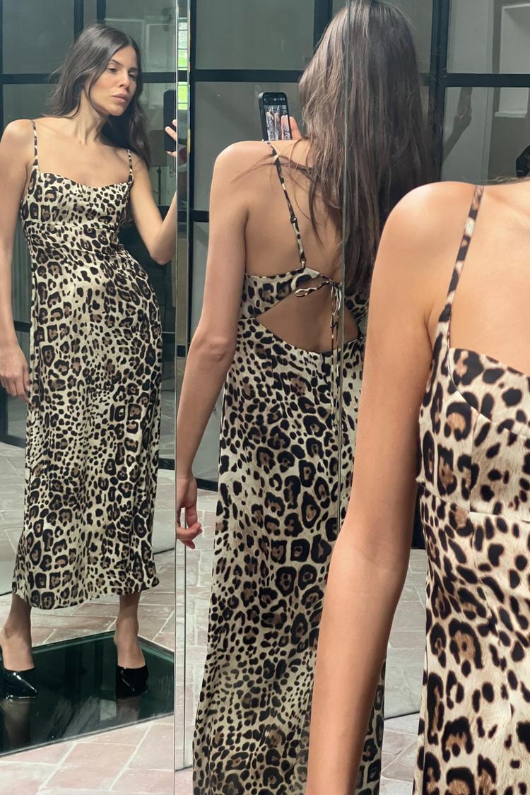 Robe Mi-longue À Imprimé Animalier