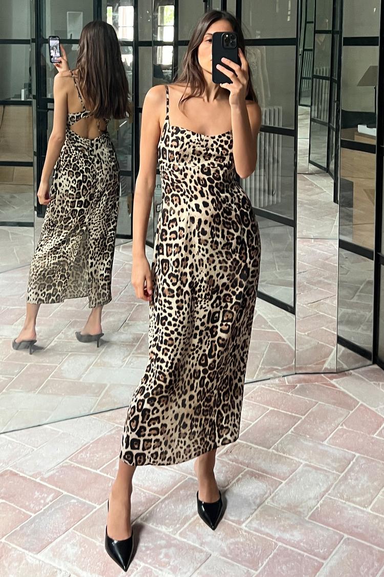 Robe Mi-longue À Imprimé Animalier