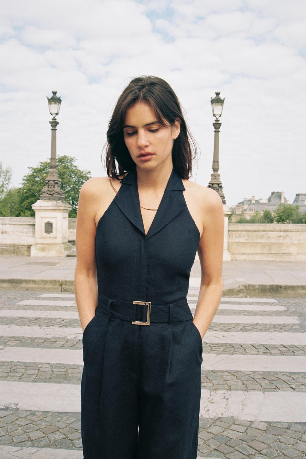 LONG LINEN BLEND JUMPSUIT