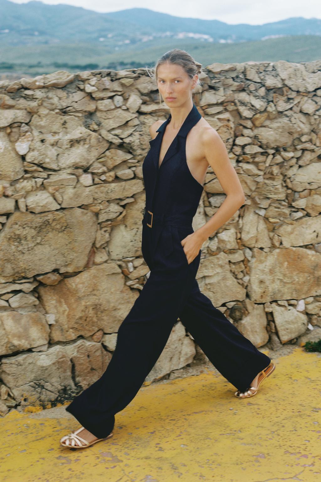 LONG LINEN BLEND JUMPSUIT