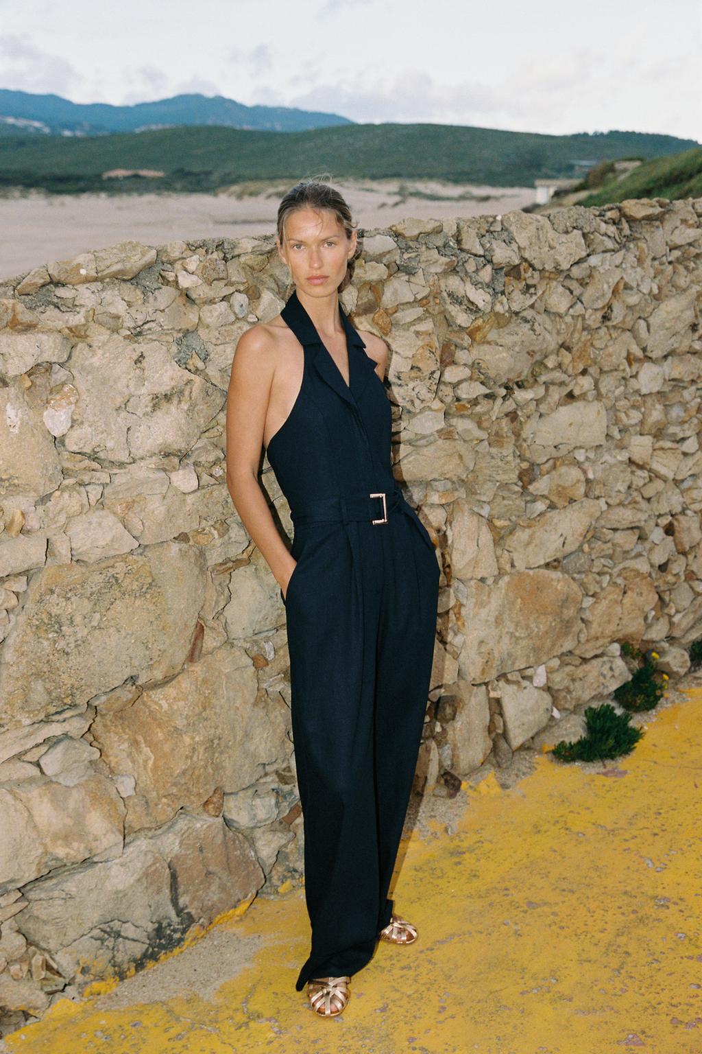 LONG LINEN BLEND JUMPSUIT