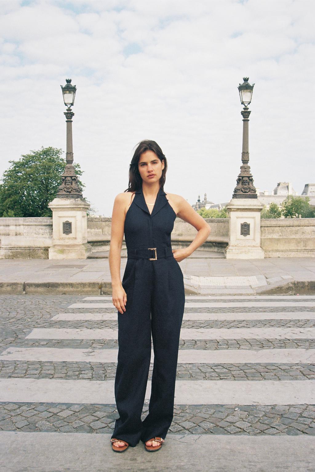 LONG LINEN BLEND JUMPSUIT