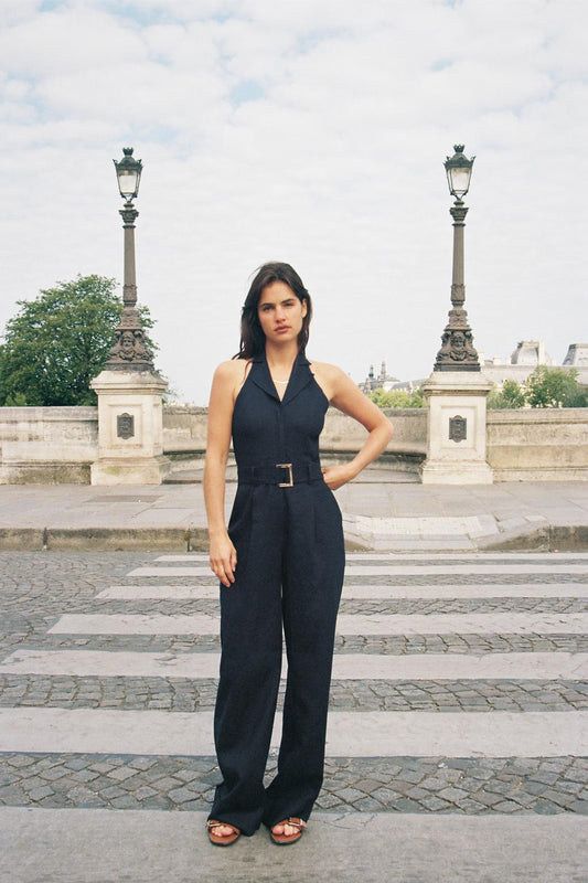 LONG LINEN BLEND JUMPSUIT
