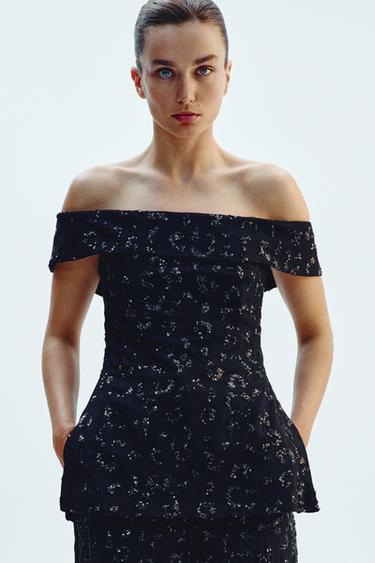 ENSEMBLE TOP GILET | PANTALON VOLUME SEQUINS