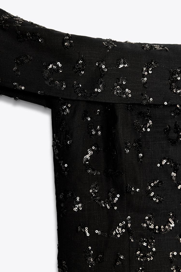 ENSEMBLE TOP GILET | PANTALON VOLUME SEQUINS