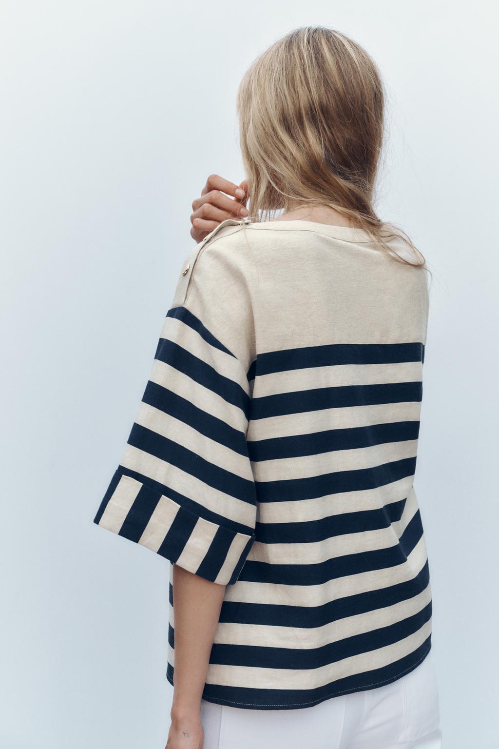 CHEMISE À RAYURES AVEC LIN