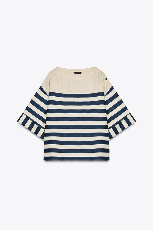 CHEMISE À RAYURES AVEC LIN