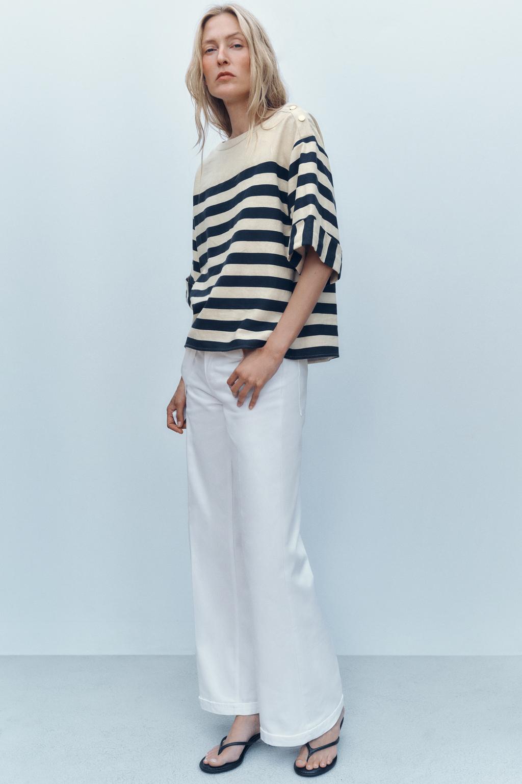 CHEMISE À RAYURES AVEC LIN