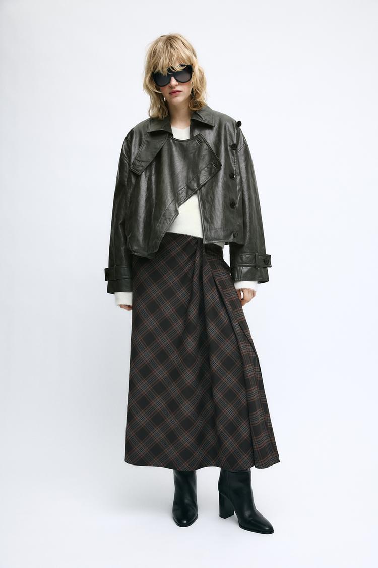 ZW COLLECTION DRAPED CHECK SKIRT