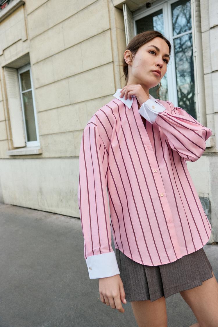 CHEMISE EN POPELINE À RAYURES