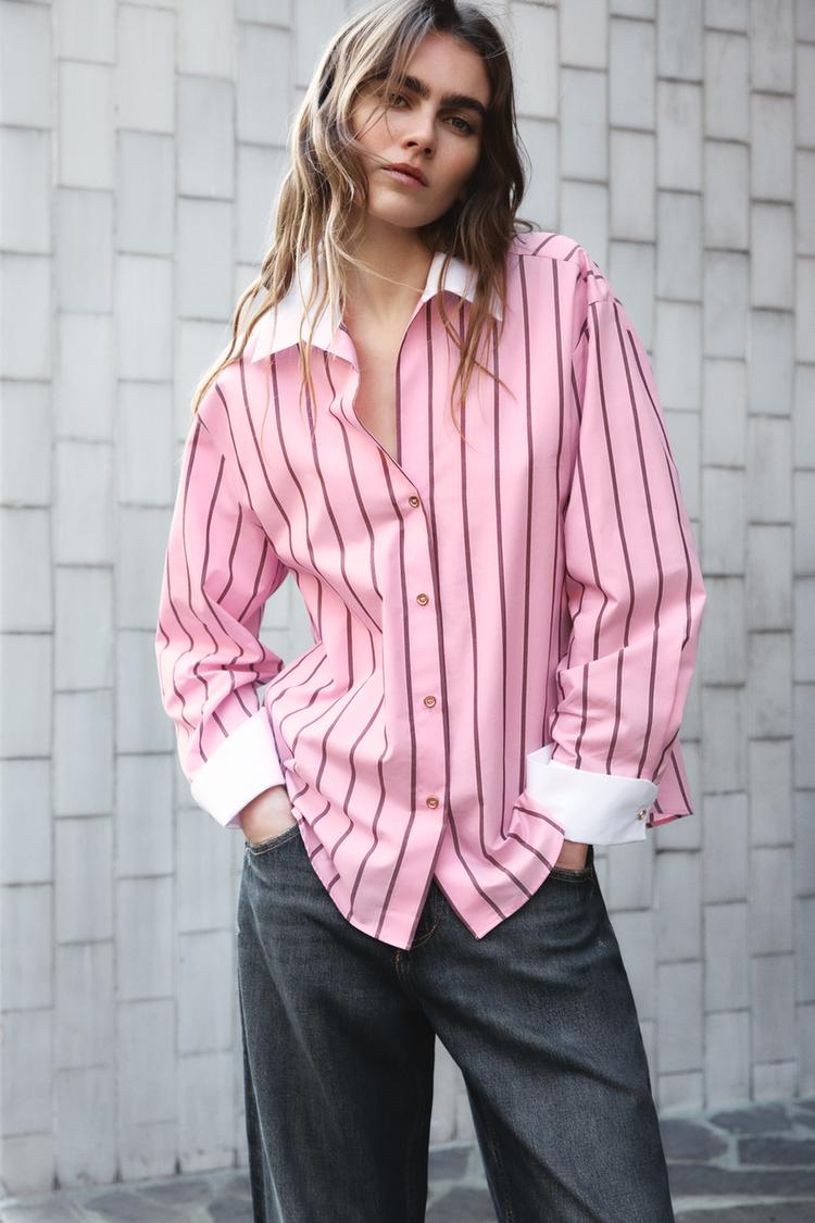 CHEMISE EN POPELINE À RAYURES