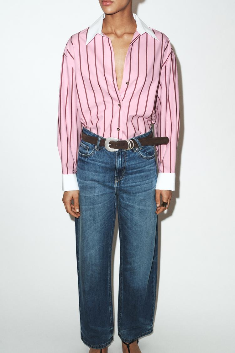 CHEMISE EN POPELINE À RAYURES