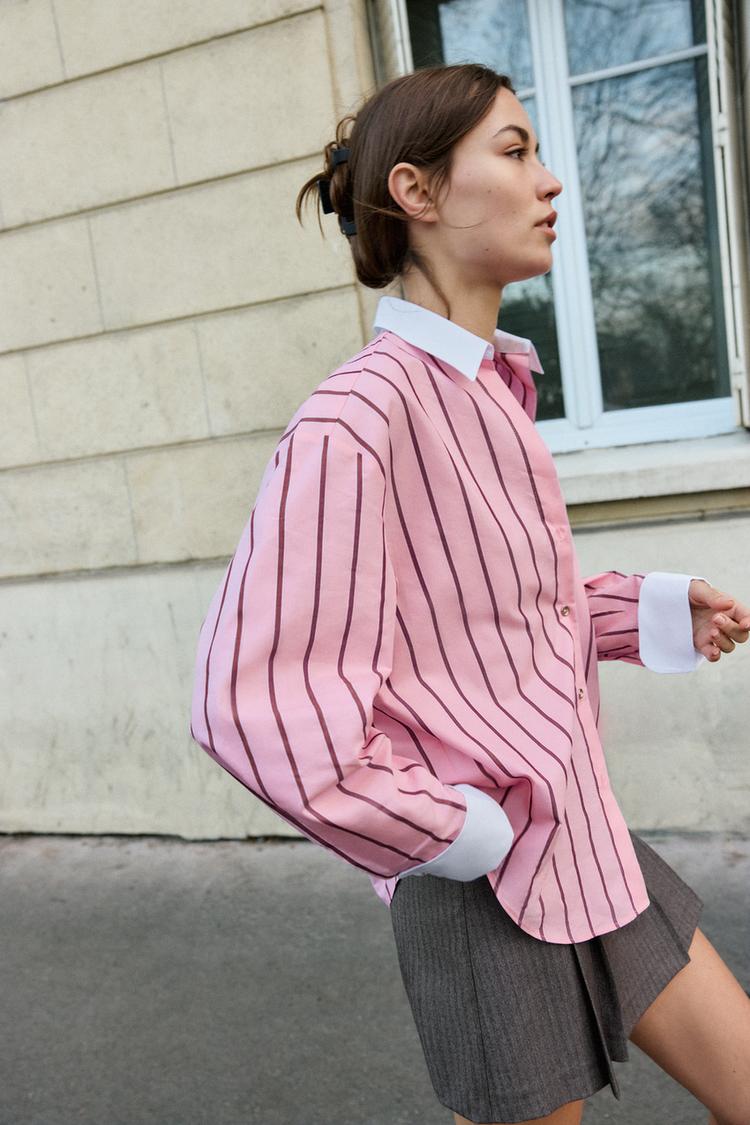 CHEMISE EN POPELINE À RAYURES