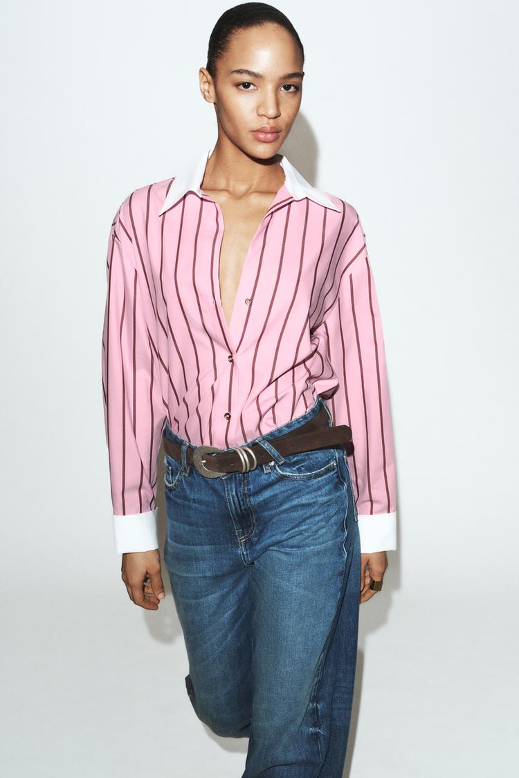 CHEMISE EN POPELINE À RAYURES