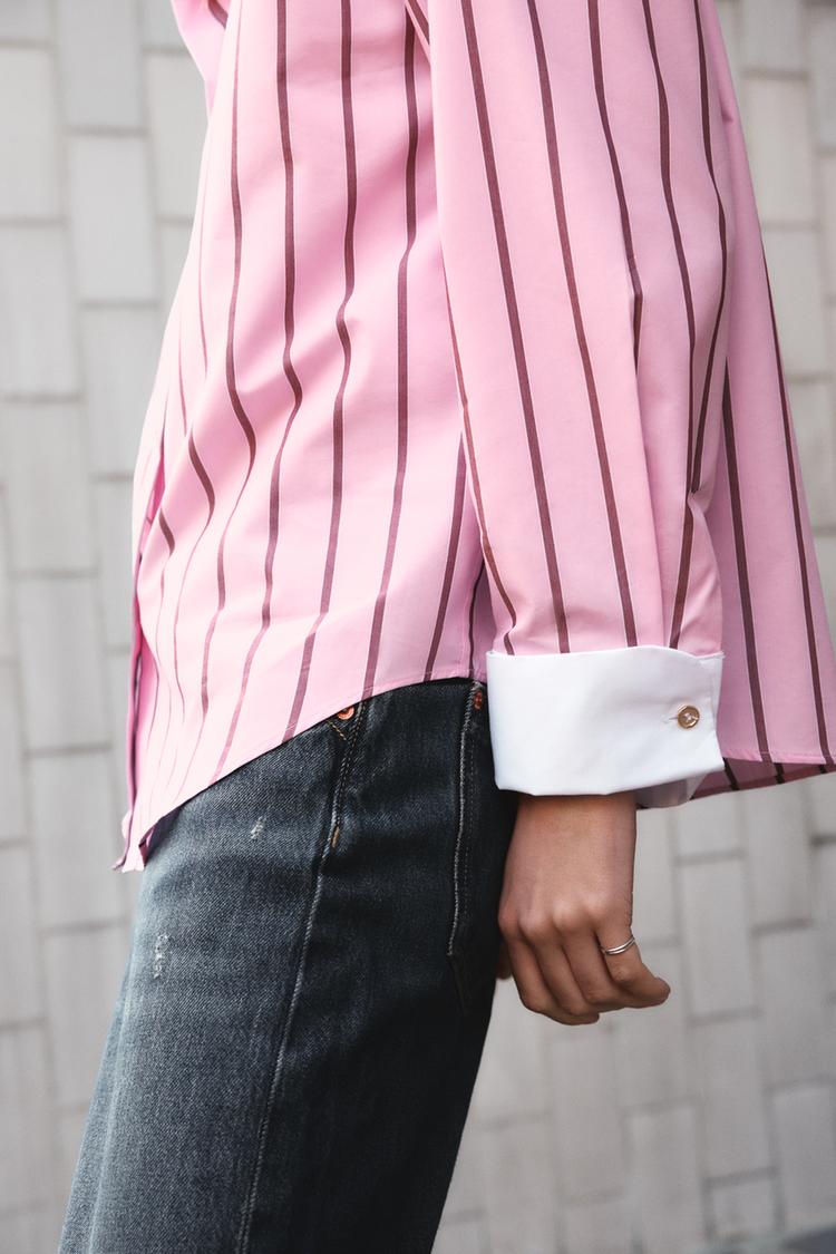 CHEMISE EN POPELINE À RAYURES