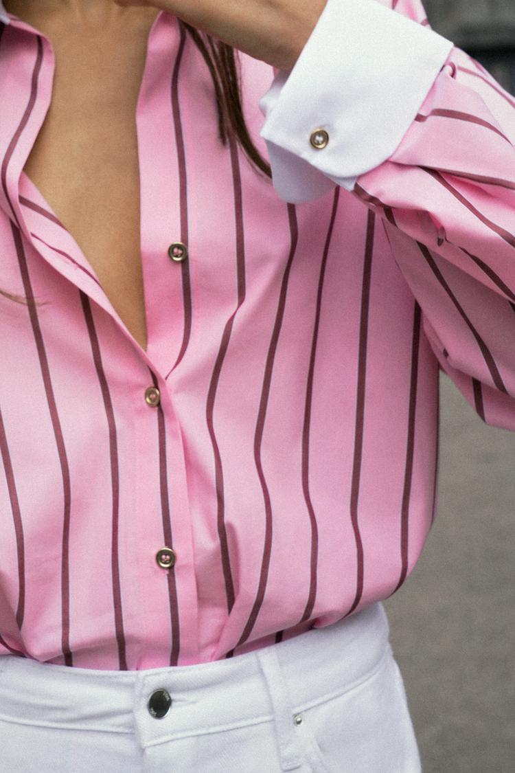 CHEMISE EN POPELINE À RAYURES