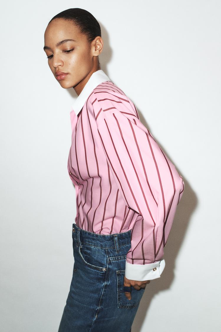 CHEMISE EN POPELINE À RAYURES
