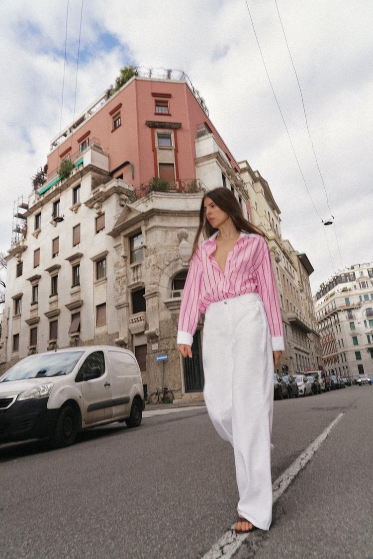 CHEMISE EN POPELINE À RAYURES