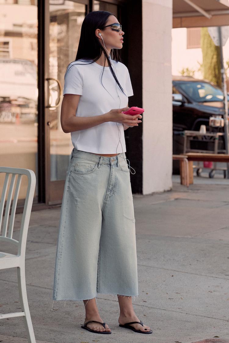 BERMUDA JORTS DENIM TRF DÉCHIRURES TAILLE MOYENNE