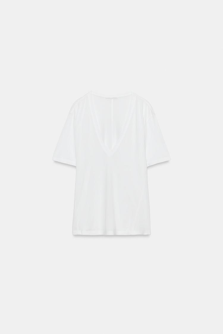 T-SHIRT FLUIDE COL EN V