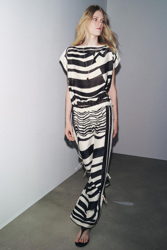 PRINTED TROUSERS WITH TIES ZW COLLECTION