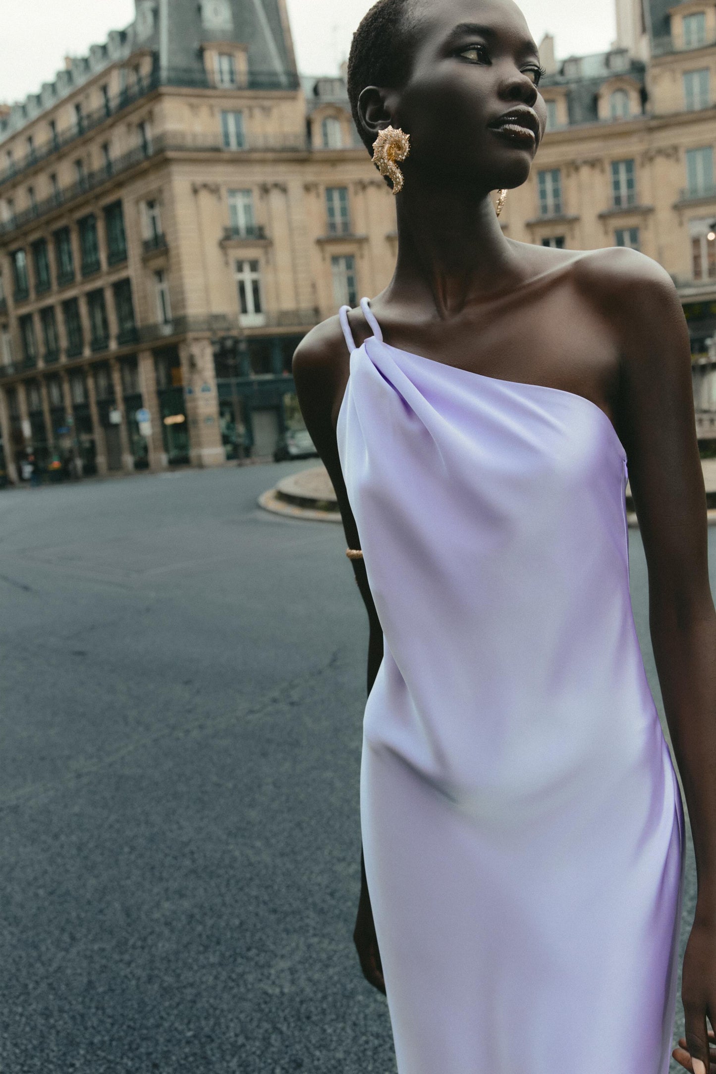 ASYMMETRIC SATIN DRESS