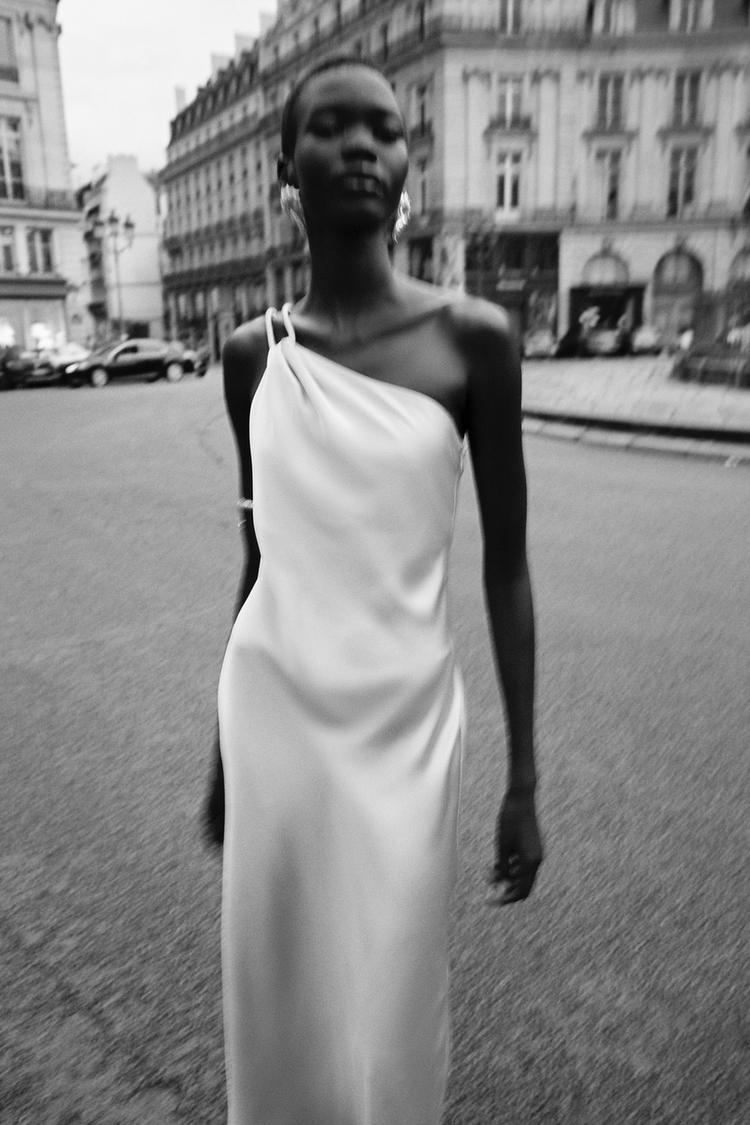 ASYMMETRIC SATIN DRESS