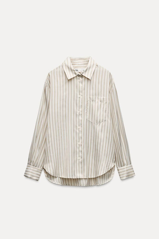 CHEMISE À RAYURES AVEC POCHE ZW COLLECTION