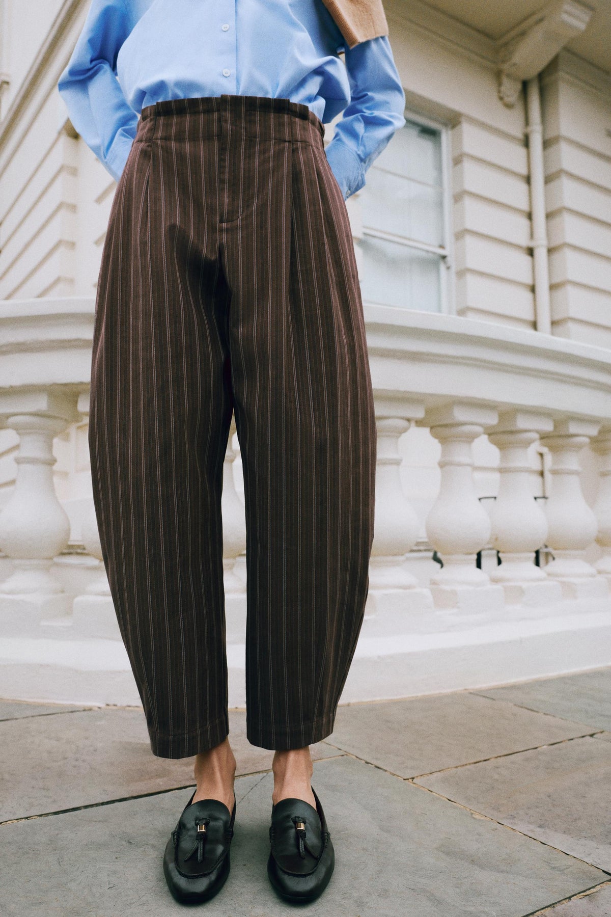 PANTALON PAPERBAG BALLON RAYURES