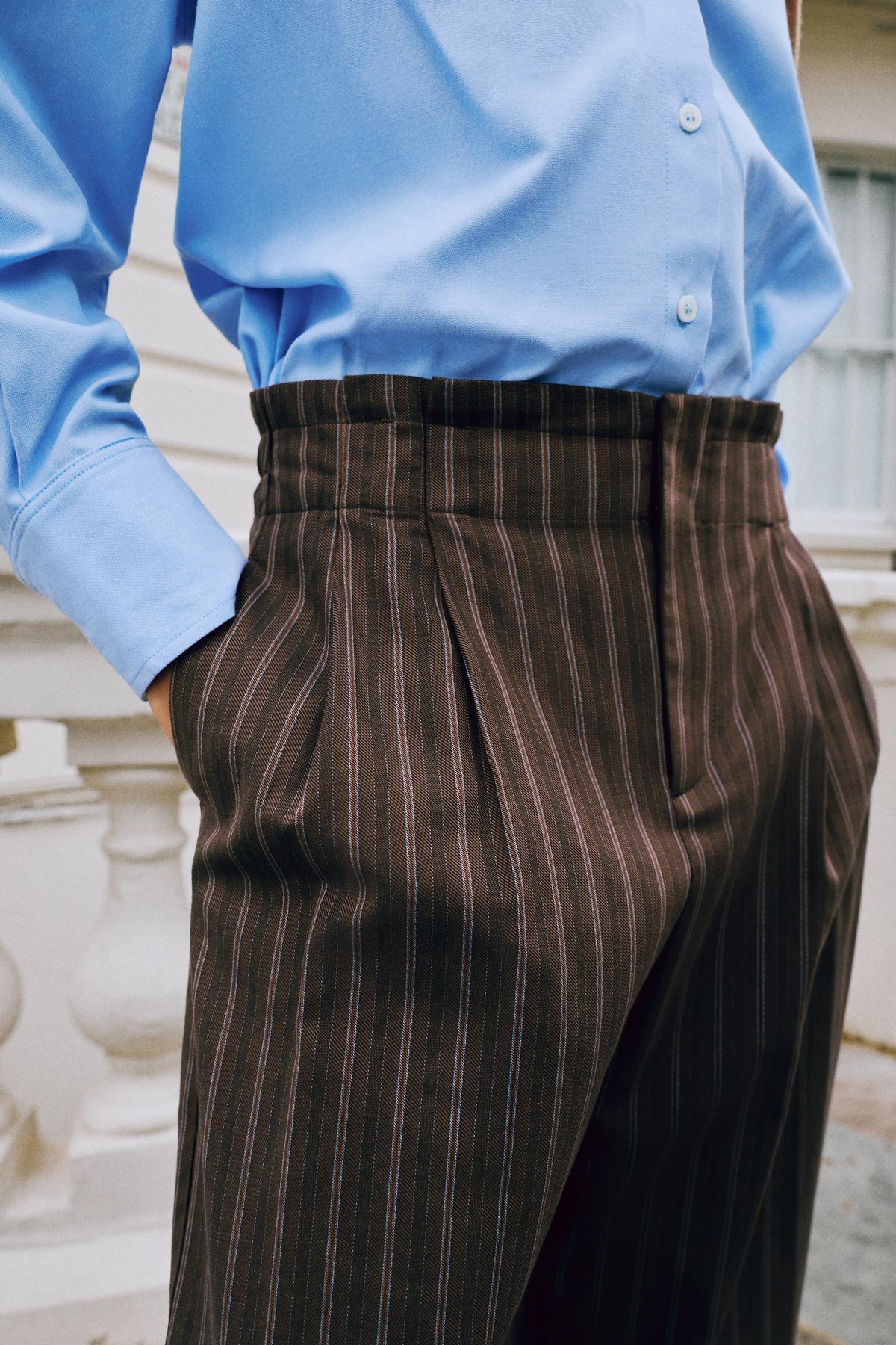 PANTALON PAPERBAG BALLON RAYURES