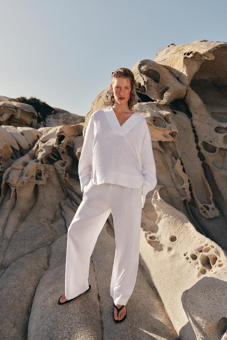 PANTALON DROIT AVEC LIN