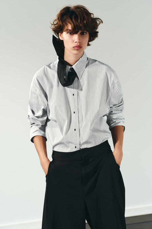 CHEMISE EN POPELINE AVEC CRAVATE