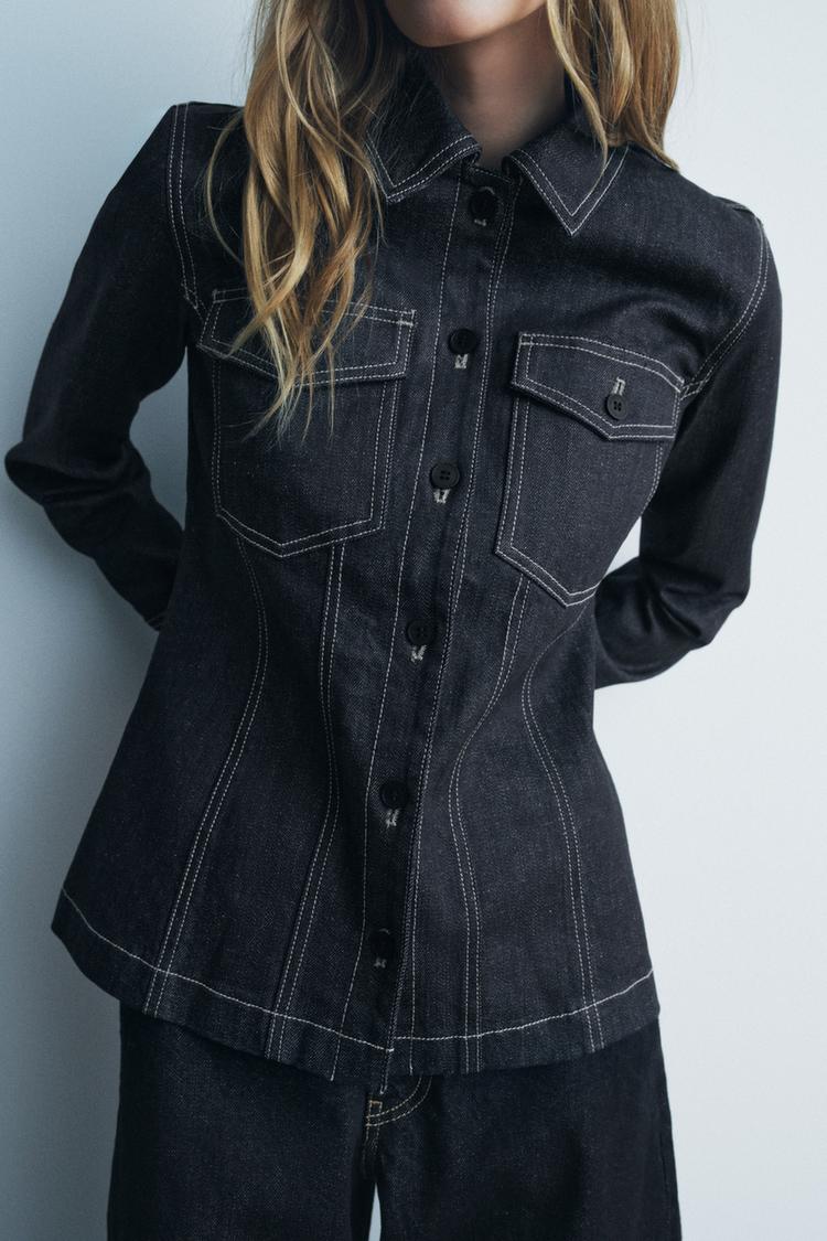 CHEMISE EN JEAN AVEC SURPIQÛRES ZW COLLECTION