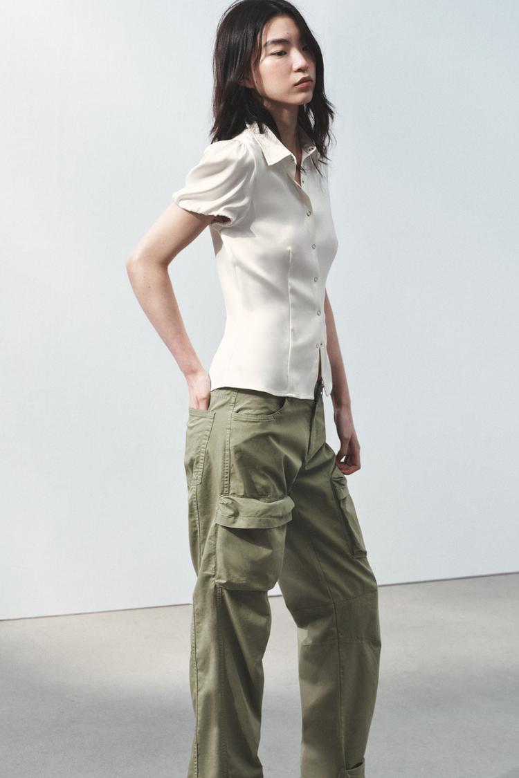 SHORT SLEEVE SATIN SHIRT