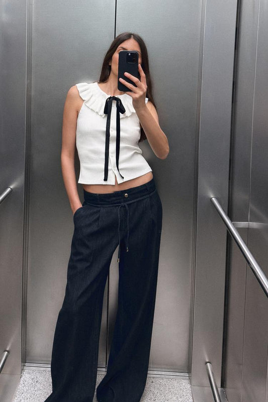 TOP COL TRICOT NŒUD