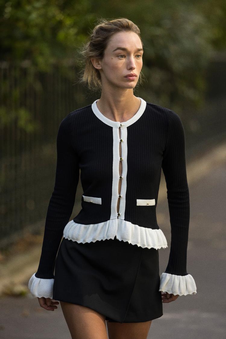 Cardigan Tricot Bicolore