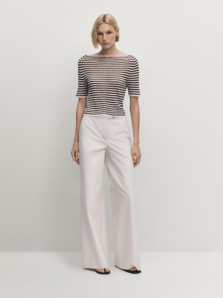 PANTALON LARGE EN COTON MÉLANGÉ CRU