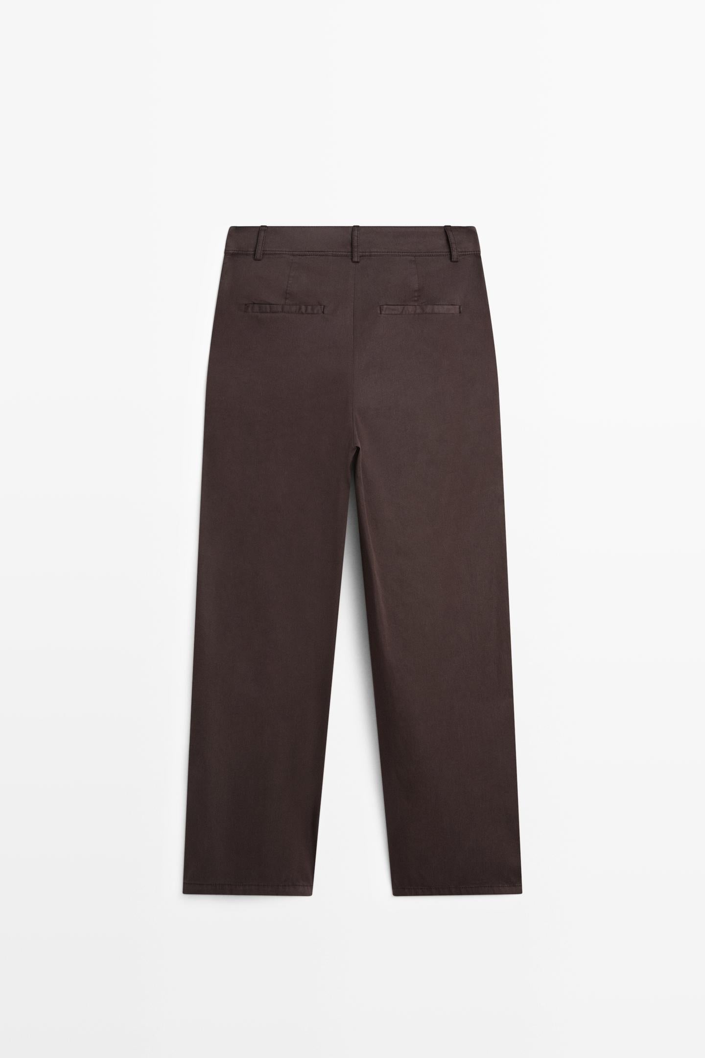 PANTALON À PINCES EN POPELINE DE COTON MÉLANGÉ