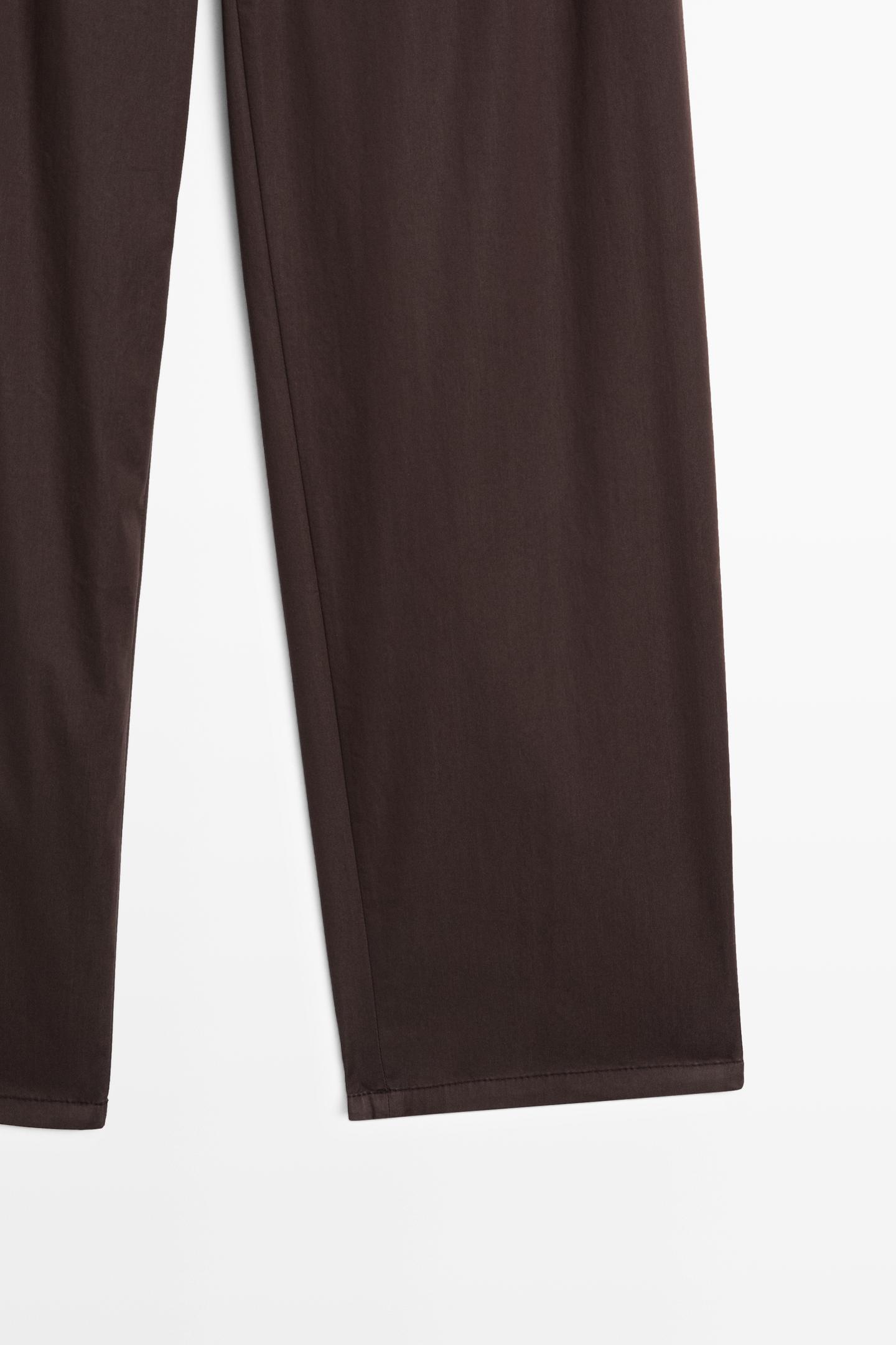 PANTALON À PINCES EN POPELINE DE COTON MÉLANGÉ